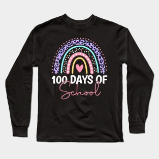 100 Days Of School Teacher Kids 100Th Day Of School Rainbow Long Sleeve T-Shirt